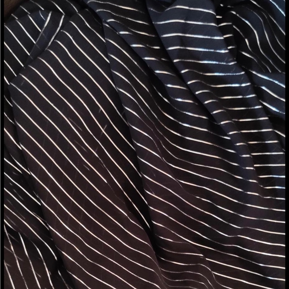 Black georgette saree with silver satin stripes